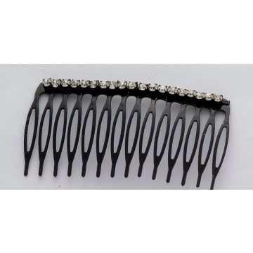 Χτενάκι μεταλλικό σε μαύρο χρώμα 10εκ διακοσμημένο με στράς