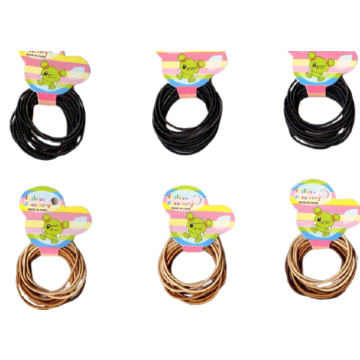 Λάστιχο υφασμάτινο πολύ λεπτό σε γήινα και μαύρο χρώμα (καρτέλα 12 τεμάχια)