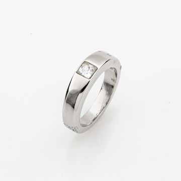 Βεράκι Ασημί με Τετράγωνη Πέτρα