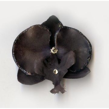 Κλίπ υφασμάτινο λουλούδι μαύρο με 2 στράς