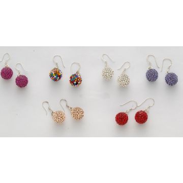 Σκουλαρίκια σχέδιο μπάλα διακοσμημένα με στράς σε 6 χρώματα