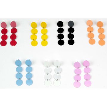 Σκουλαρίκια πλαστικά κρεμαστά με κύκλους σε 7 χρώματα