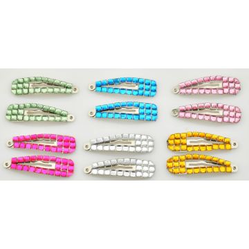 Κλικ κλακ μεταλλικό 5εκ διακοσμημένο με τετράγωνα στράς (συσκευασία 2 τεμάχια)