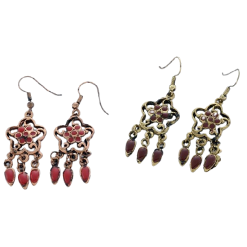 Σκουλαρίκια σχέδιο λουλούδι σε μπρονζέ και χάλκινο χρώμα με σμάλτο