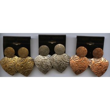 Σκουλαρίκια μεταλλικά χαραγμένα σχέδια σε κώνους