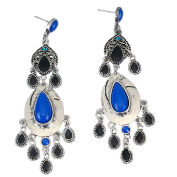 Σκουλαρίκια μεταλλικά κρεμαστά με πέτρες