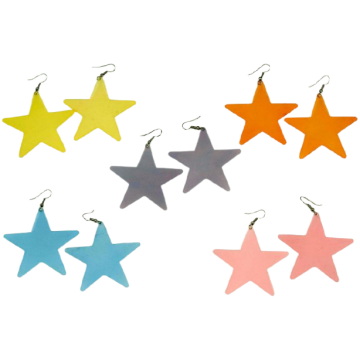 Σκουλαρίκια πλαστικά αστέρια σε 5 χρώματα