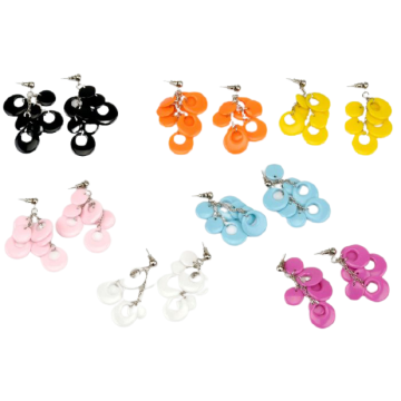 Σκουλαρίκια μεταλλική αλυσίδα με πλαστικούς κρεμαστούς κύκλους