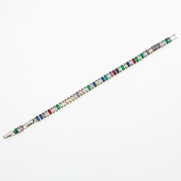 Βραχιόλι Μεταλλικό Ριβιέρα Διακοσμημένο με Πολύχρωμες Πέτρες