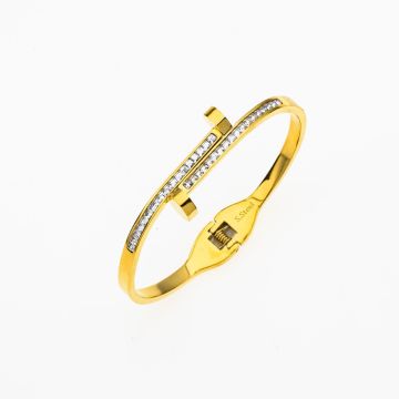 Γυναικείο Βραχιόλι Χειροπέδα Ανοιγόμενο με Στράς