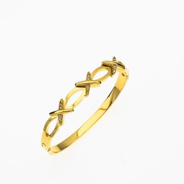 Βραχιόλι από ανοξείδωτο ατσάλι με λεπτομέρειες και στρας σε 2 χρώματα