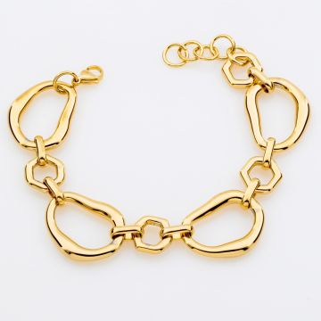 Xρυσό βραχιόλι με καλλιτεχνικούς, ακανόνιστους κρίκους