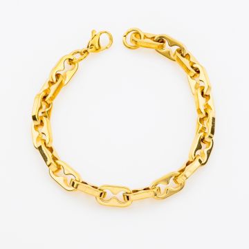 Χρυσό Βραχιόλι με Καλλιτεχνικούς Εναλλασσόμενους Κρίκους