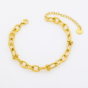 Χρυσό βραχιόλι αλυσίδα με μοντέρνους κρίκους