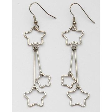 Σκουλαρίκια μεταλλικά κρεμαστά αστέρια σε 3 μεγέθη