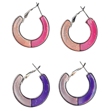 Σκουλαρίκια μεταλλικά μισοφέγγαρο με σμάλτο σε 4 χρώματα