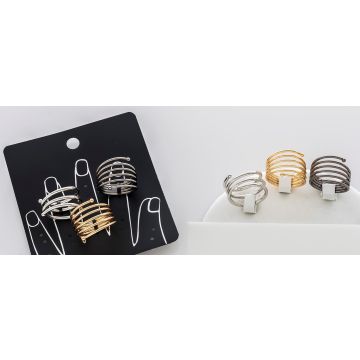 Σέτ δαχτυλίδια μεταλλικά σπιράλ σε 3 χρώματα