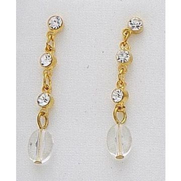 Σκουλαρίκια μεταλλική χρυσή αλυσίδα διακοσμημένη με στράς σε 4 χρώματα