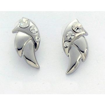 Σκουλαρίκια μεταλλικά ασημί με μεγάλα στράς