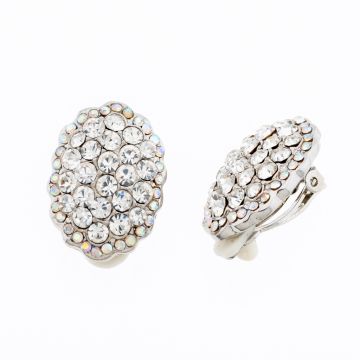 Σκουλαρίκια μεταλλικά ασημί με μεγάλα στράς