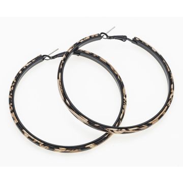 Σκουλαρίκια μεγάλοι κρίκοι με σχέδιο τιγρέ