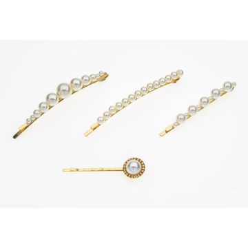 Τσιμπιδάκι με πέρλες και στρας σε σετ με διάφορα σχέδια