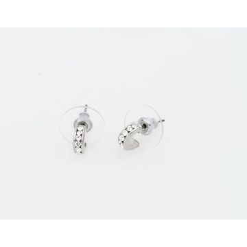 Σκουλαρίκια μεταλλικά ασημί κρικάκια με στράς