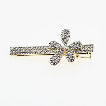 Κλιπ μεταλλικό με στρας και πέρλες σε 3 σχέδια