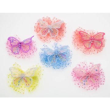 Κλίπ Μαλλιών Παιδικό Υφασμάτινο με Τούλι και Πεταλούδα – Σε 6 Χρώματα