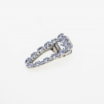 Κλίπ μεταλλικό διακοσμημένο με χάντρες σε διάφανο χρώμα