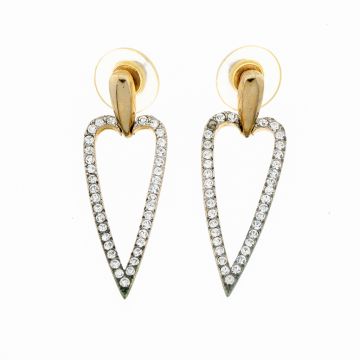 Σκουλαρίκια μεταλλικά σε σχήμα καρδιάς διακοσμημένα με στράς