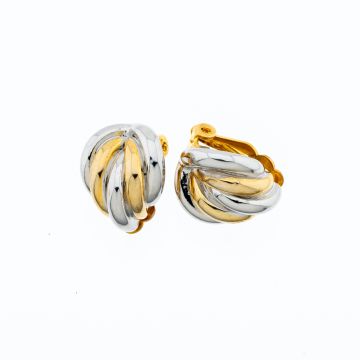 Σκουλαρίκια μεταλλικά μικρά δίχρωμα με κλίπ