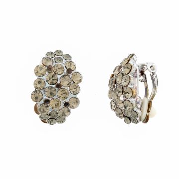 Σκουλαρίκια μεταλλικά σε ασημί χρώμα διακοσμημένα με στράς (λευκά-μαύρα)