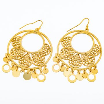 Σκουλαρίκια μεταλλικά αρχαϊστικό διάτρητο σχέδιο 