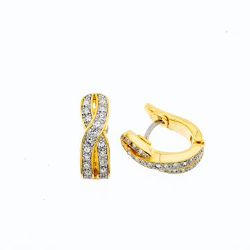 Σκουλαρίκια μεταλλικά διακοσμημένα με λευκά στράς σε χρυσό χρώμα