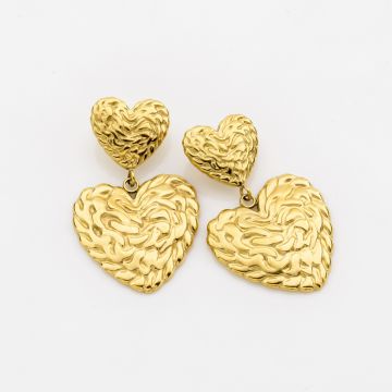 Σκουλαρίκια "Διπλή Καρδιά" Σαγρέ Καρδιές σε Κίνηση