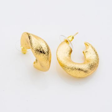  Σκουλαρίκια Χρυσοί Κρίκοι με Σφυρήλατη Υφή