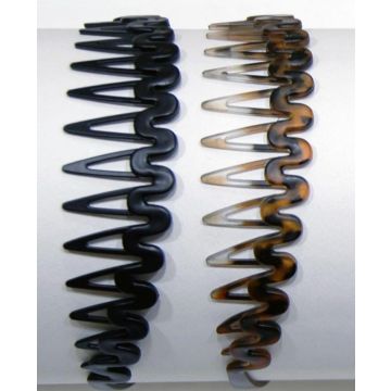 Στέκα πλαστική χτένι ζικ ζάκ σε καφέ και μαύρο χρώμα