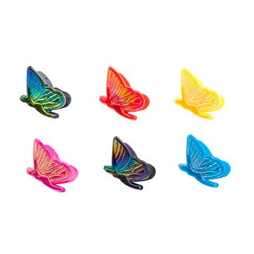 Κλάμερ πλαστικό πεταλούδα σε 6 ιριδίζον χρώματα (Συσκευασία 12 τεμαχίων, 2 από κάθε χρώμα)