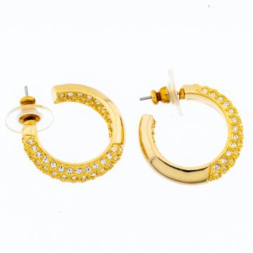 Σκουλαρίκια μεταλλικοί κρίκοι διακοσμημένοι με στράς σε 2 χρώματα