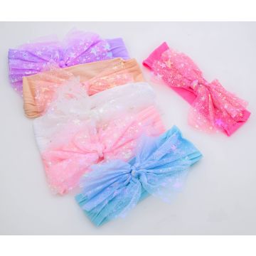 Κορδέλα Μαλλιών με Λαμπερό Φιόγκο και Αστέρια