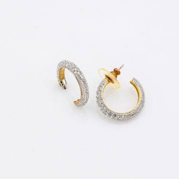 Σκουλαρίκια μεταλλικοί κρίκοι σε χρυσό χρώμα με στράς