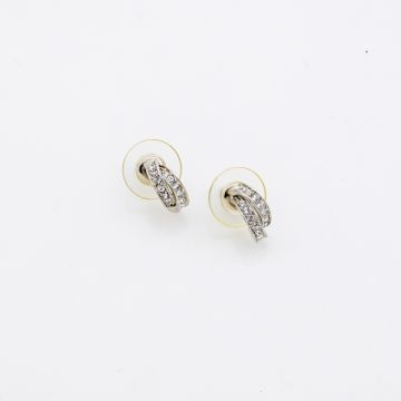 Σκουλαρίκια μεταλλικά διπλό κρικάκι διακοσμημένα με στράς