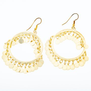 Σκουλαρίκια μεταλλικοί ethnik κρίκοι διακοσμημένοι με κρεμαστούς κύκλους