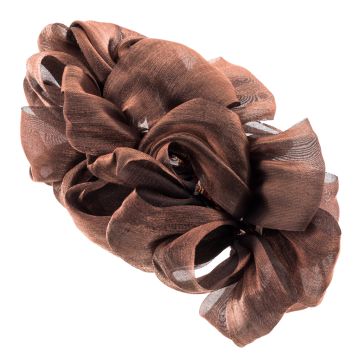 Κλάμερ με υφασμάτινες κορδέλες-Καφέ