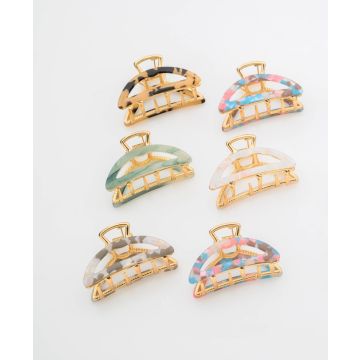 Ημικυκλικά κλάμερ μαλλιών με σχέδια μάρμαρο και σε διάφορα χρώματα