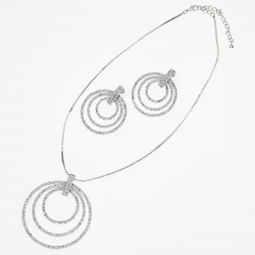 Αξέχαστη Λάμψη: Σετ Σκουλαρίκια και Κολιέ με Λευκά Στράς