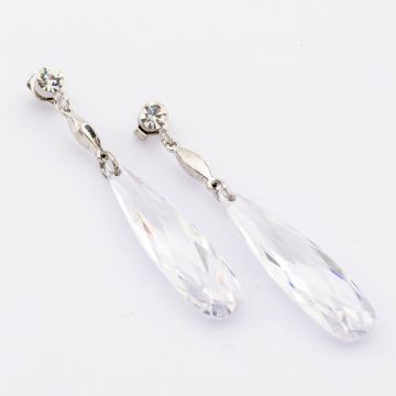 Σκουλαρίκια μεταλλικά με στράς και ζιργκόν σε σχήμα δάκρυ