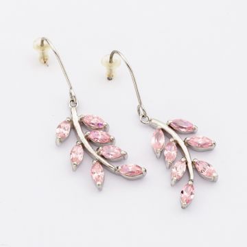 Σκουλαρίκια μεταλλικά ασημί με ζιργκόν σε 4 χρώματα