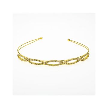 Νυφική Στέκα Μεταλλική σε Χρυσό με Επαναλαμβανόμενο Οβάλ Σχέδιο & Στράς